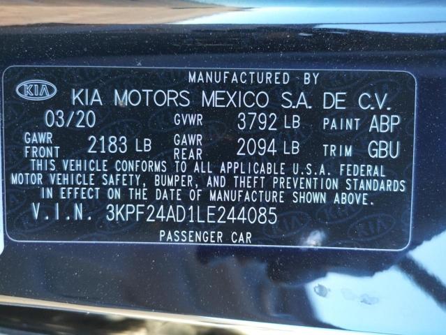 Photo 10 from auction – 2020 KIA FORTE FE with VIN 3KPF24AD1LE244085