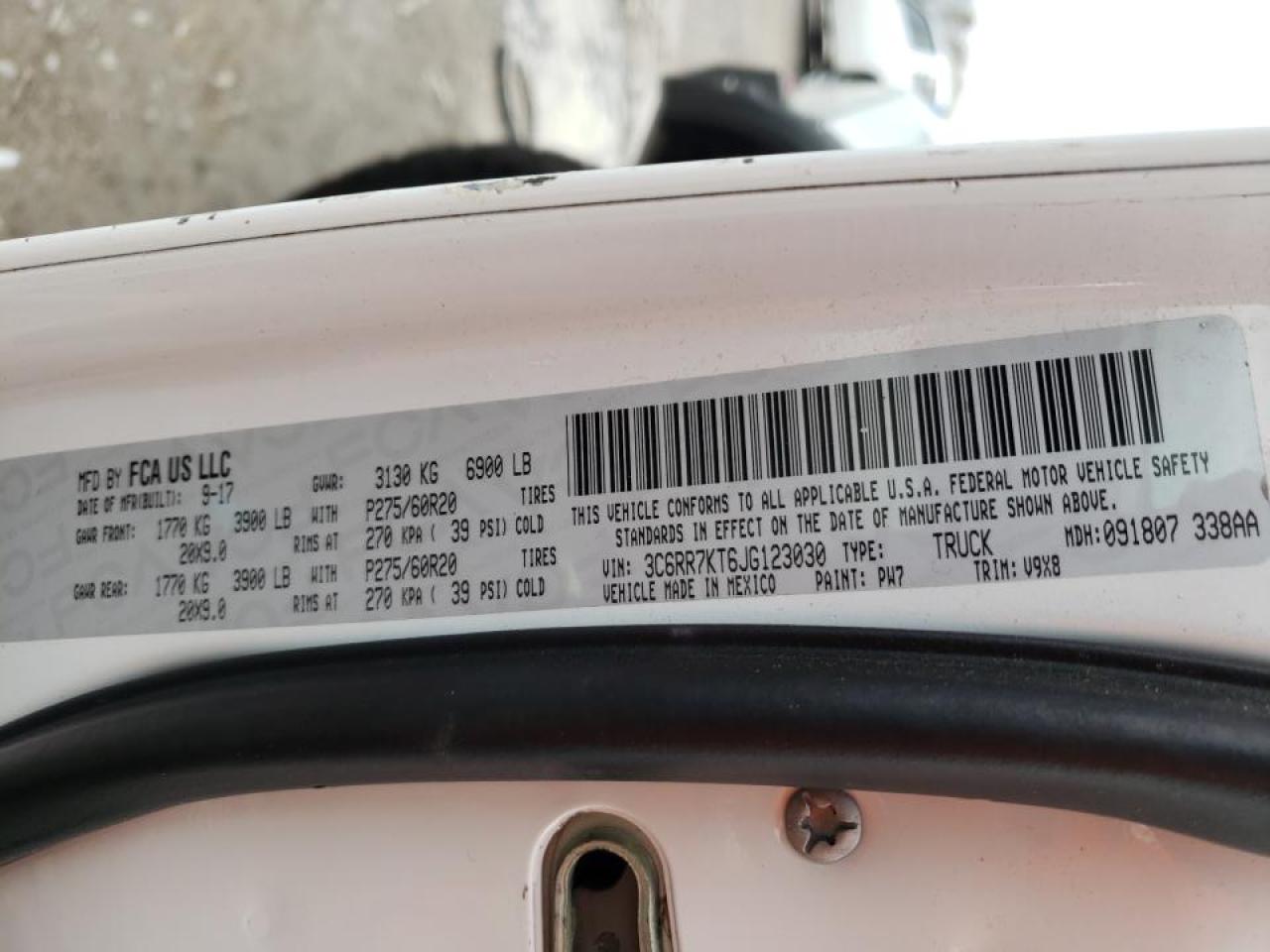 صورة رقم 10 من المزاد - 2018 RAM 1500 ST مع VIN 3C6RR7KT6JG123030