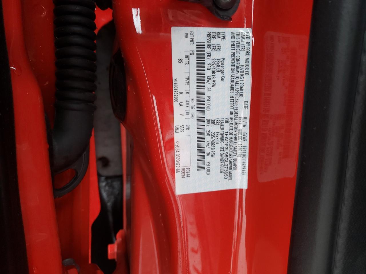 Photo 10 from auction – 2016 FORD FOCUS ST with VIN 1FADP3L95GL273653