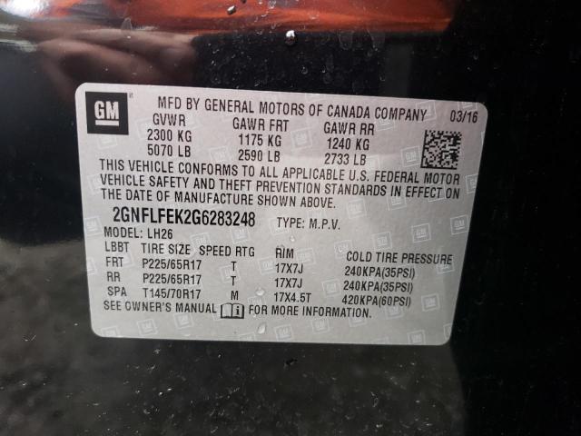 Photo 10 from auction – 2016 CHEVROLET EQUINOX LT with VIN 2GNFLFEK2G6283248