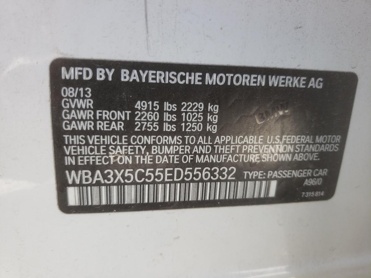 Photo 10 from auction – 2014 BMW 328 XIGT with VIN WBA3X5C55ED556332