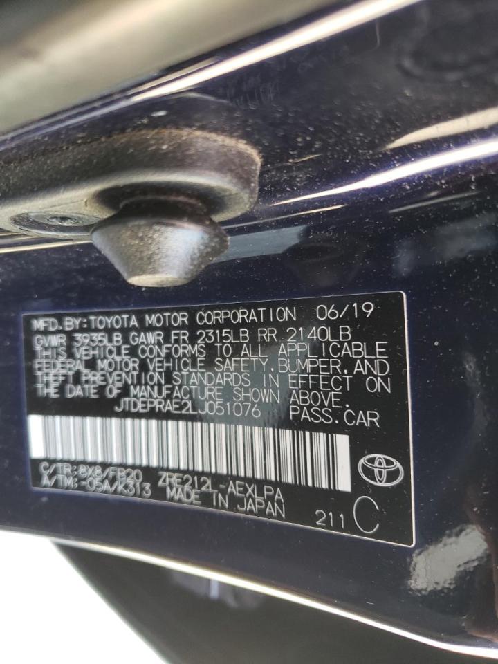 Photo 10 from auction – 2020 TOYOTA COROLLA LE with VIN JTDEPRAE2LJ051076