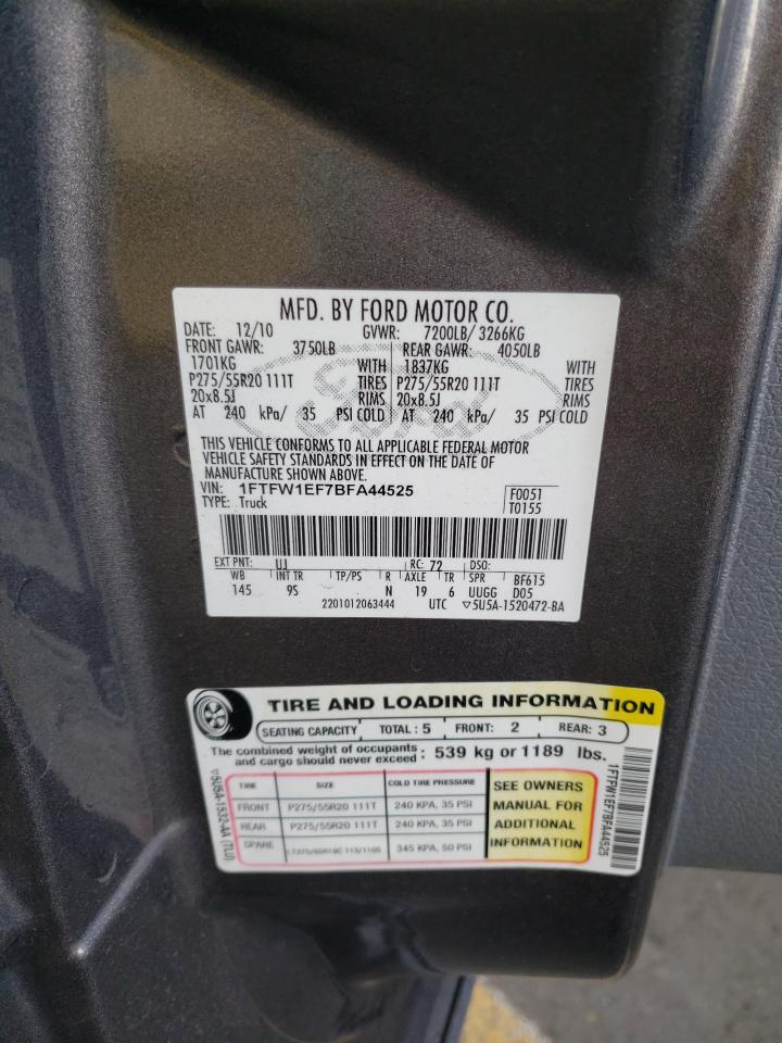 Photo 10 from auction – 2011 FORD F150 SUPER with VIN 1FTFW1EF7BFA44525