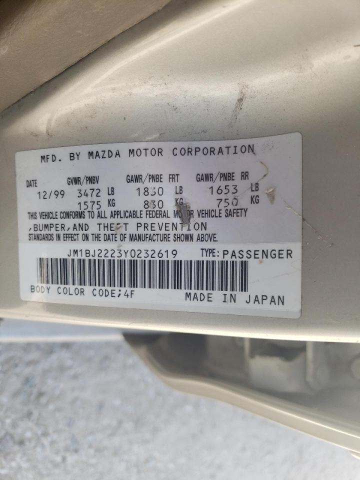 Photo 10 from auction – 2000 MAZDA PROTEGE DX with VIN JM1BJ2223Y0232619