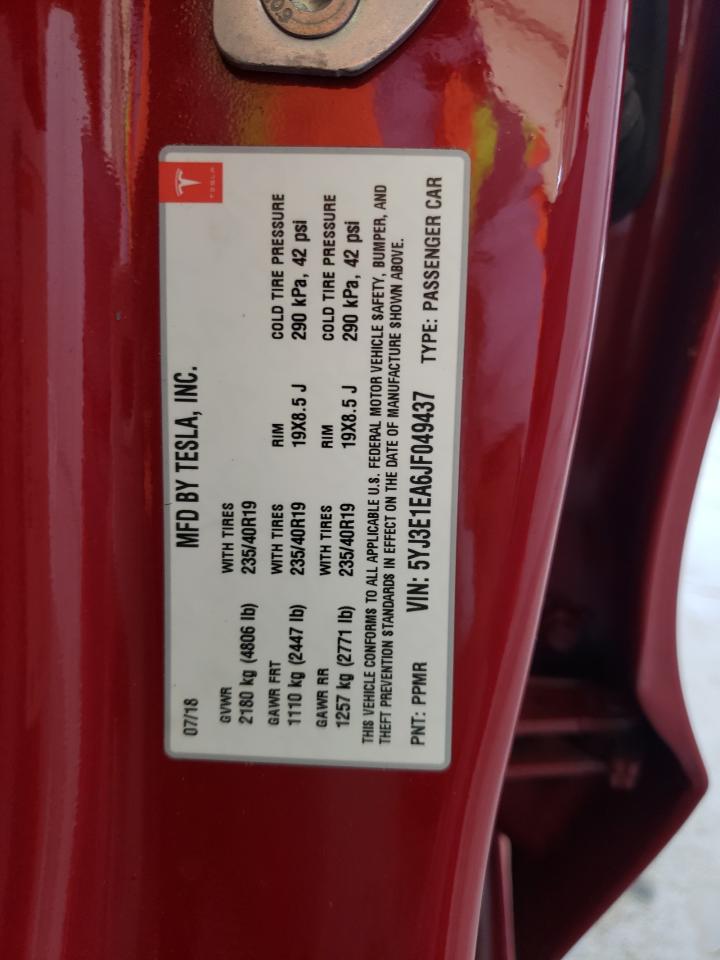 Photo 10 from auction – 2018 TESLA MODEL 3 with VIN 5YJ3E1EA6JF049437