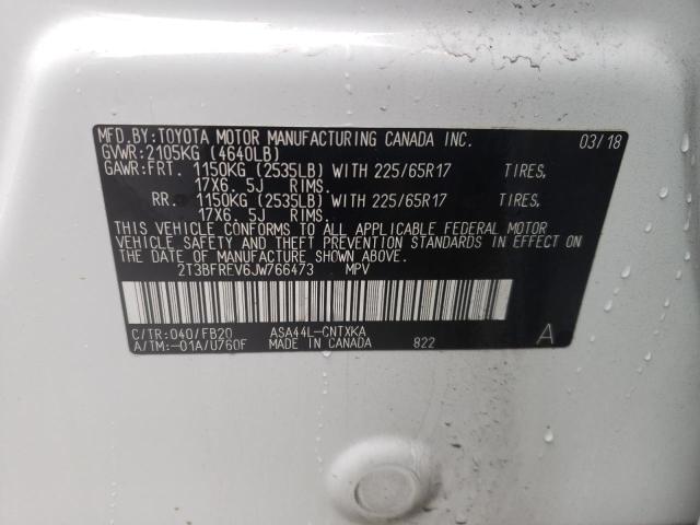 Photo 10 from auction – 2018 TOYOTA RAV4 LE with VIN 2T3BFREV6JW766473