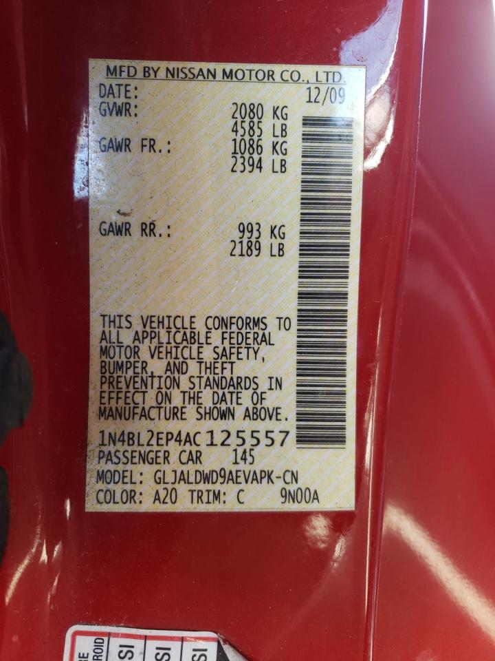 Photo 10 from auction – 2010 NISSAN ALTIMA SR with VIN 1N4BL2EP4AC125557