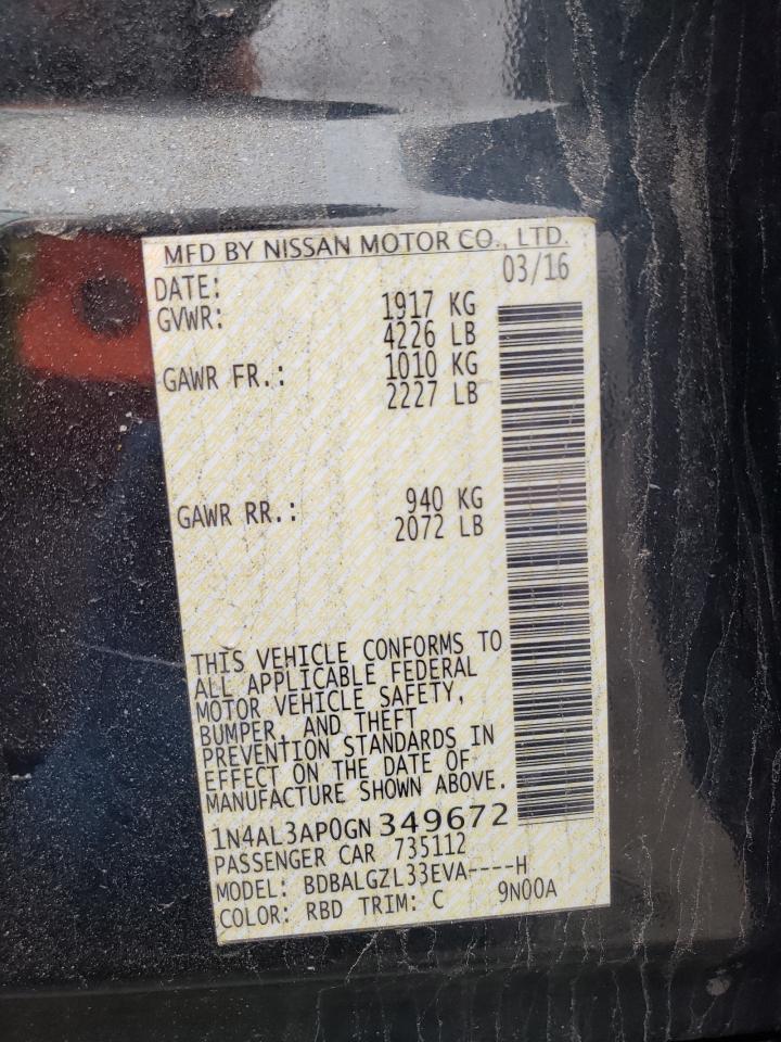 Photo 10 from auction – 2016 NISSAN ALTIMA 2.5 with VIN 1N4AL3AP0GN349672