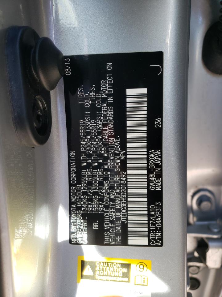 Photo 10 from auction – 2013 TOYOTA HIGHLANDER with VIN JTEDC3EH5D2018492
