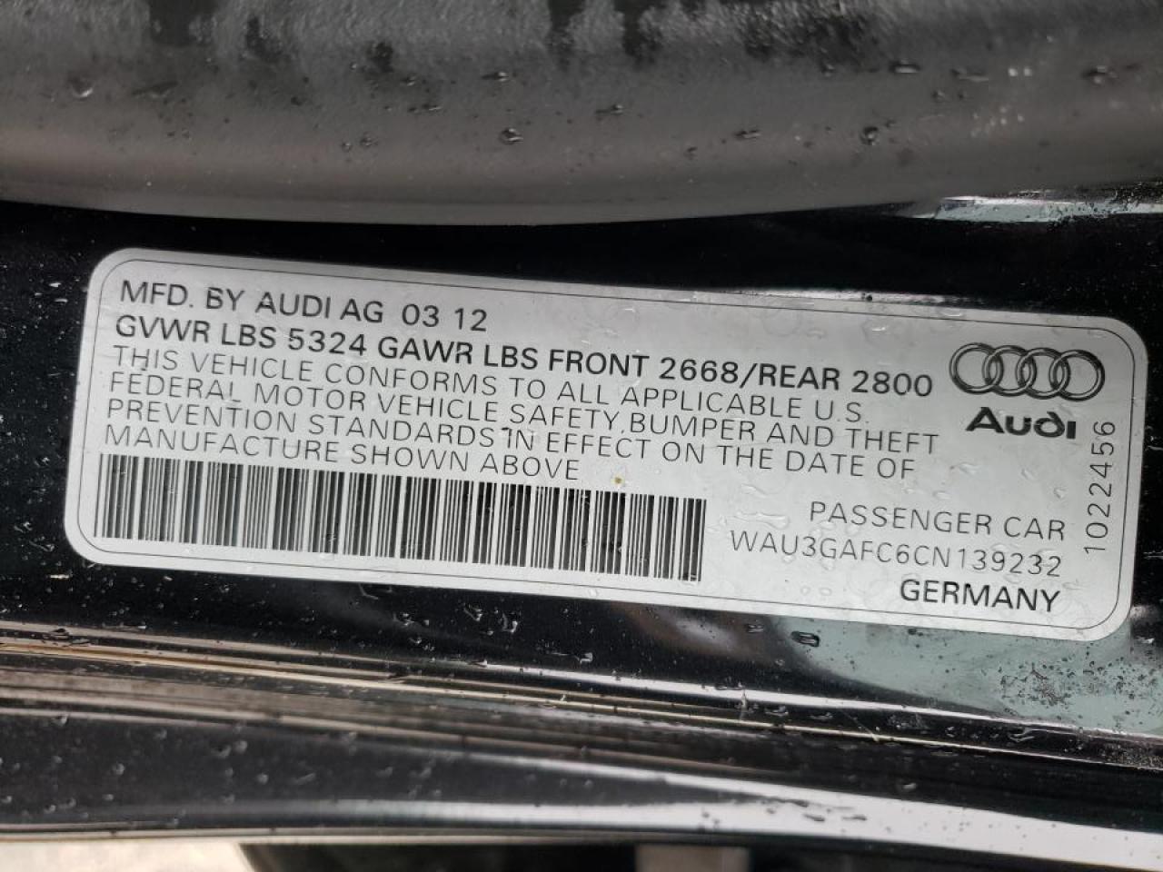 صورة رقم 10 من المزاد - 2012 AUDI A7 PRESTIG مع VIN WAU3GAFC6CN139232