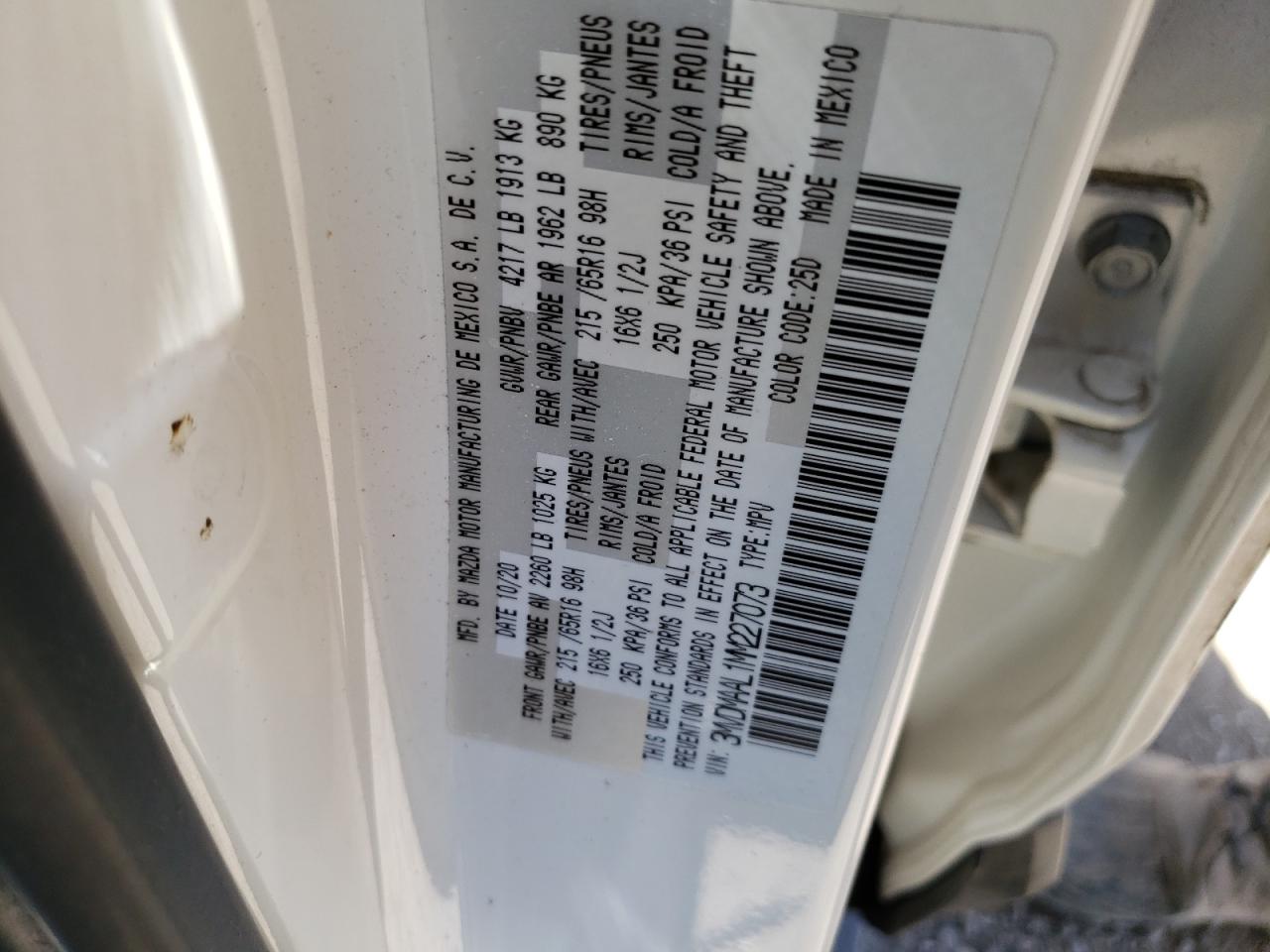 Photo 10 from auction – 2021 MAZDA CX-30 with VIN 3MVDMAAL1MM227073