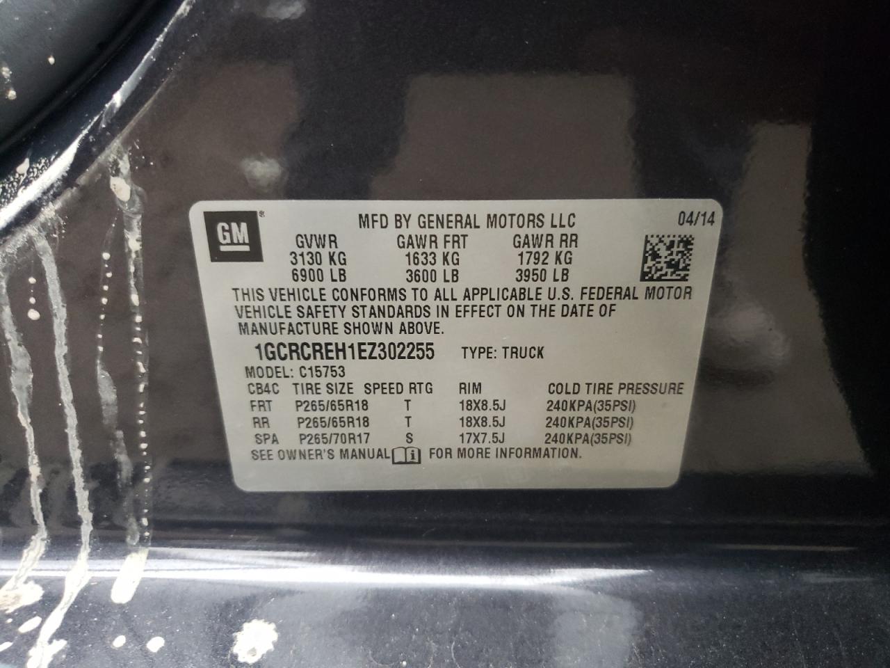 Photo 10 from auction – 2014 CHEVROLET SILVERADO with VIN 1GCRCREH1EZ302255