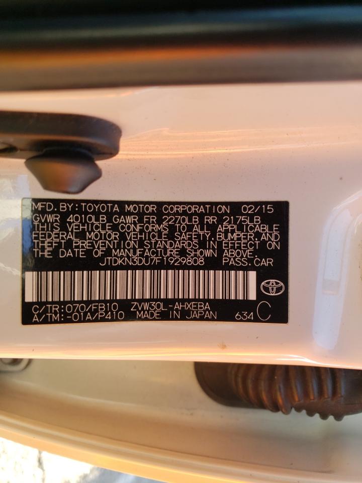 Photo 10 from auction – 2015 TOYOTA PRIUS with VIN JTDKN3DU7F1929808