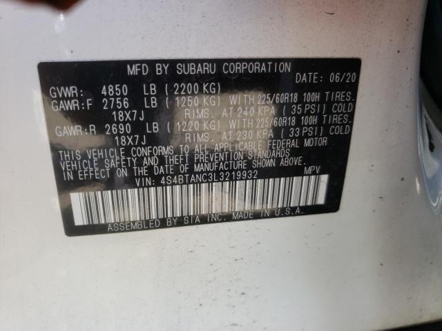 Photo 10 from auction – 2020 SUBARU OUTBACK LI with VIN 4S4BTANC3L3219932