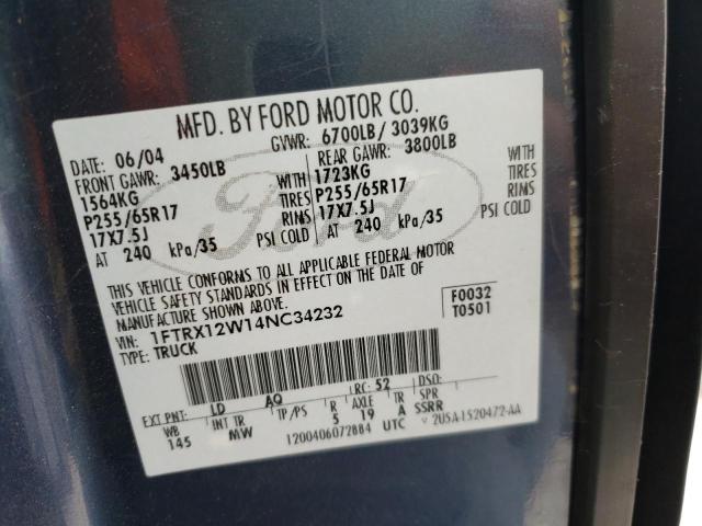 Photo 10 from auction – 2004 FORD F150 with VIN 1FTRX12W14NC34232