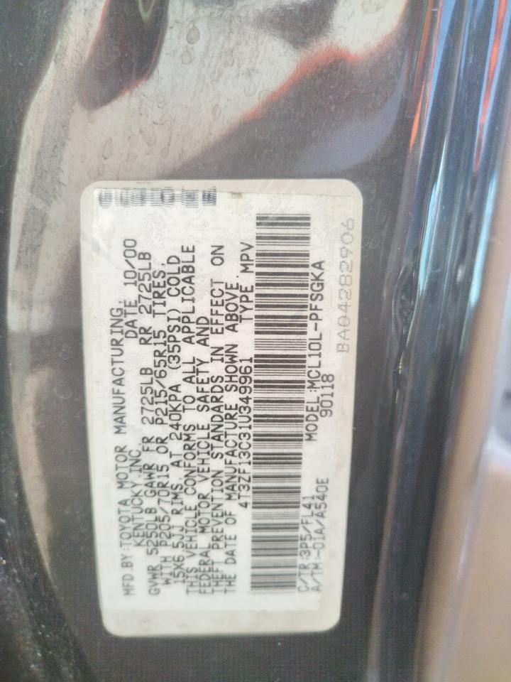 Photo 10 from auction – 2001 TOYOTA SIENNA LE with VIN 4T3ZF13C31U349961