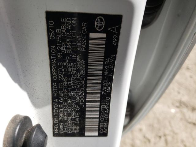 Photo 10 from auction – 2010 TOYOTA PRIUS with VIN JTDKN3DU3A0185669