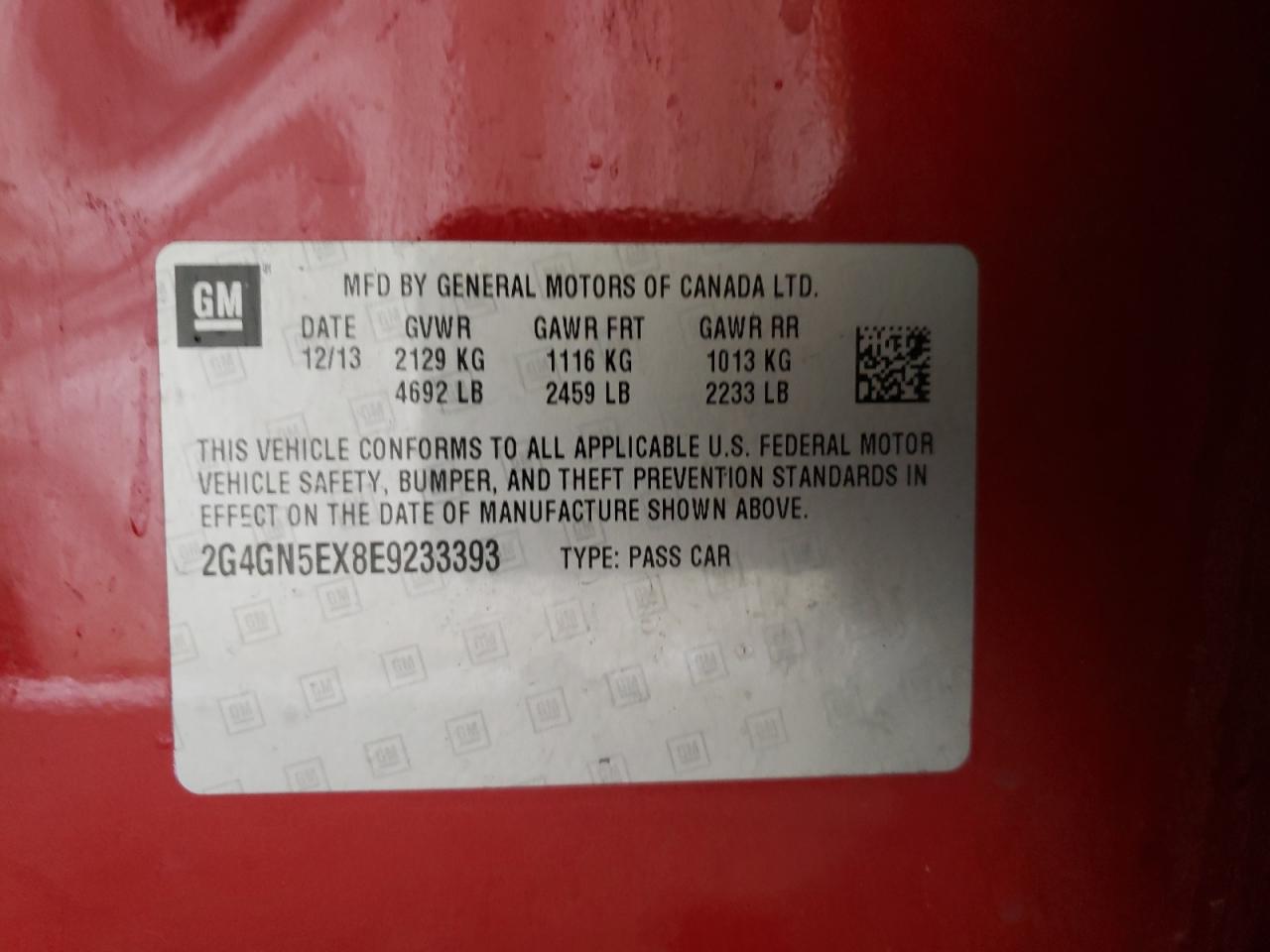 Photo 10 from auction – 2014 BUICK REGAL PREM with VIN 2G4GN5EX8E9233393