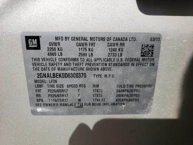 Photo 10 from auction – 2013 CHEVROLET EQUINOX LS with VIN 2GNALBEK0D6300370