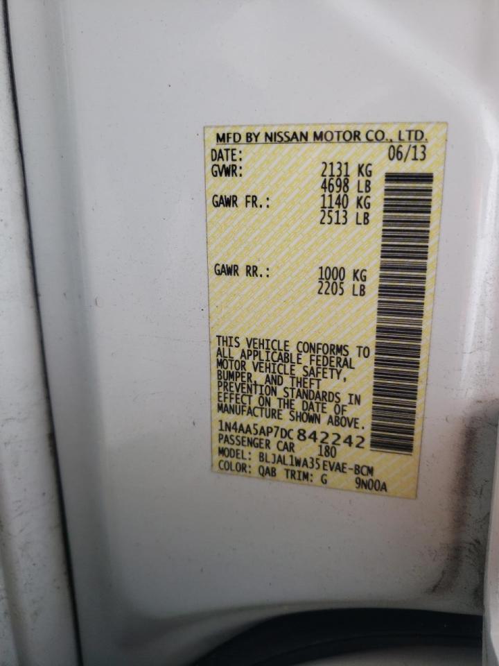 Photo 10 from auction – 2013 NISSAN MAXIMA S with VIN 1N4AA5AP7DC842242