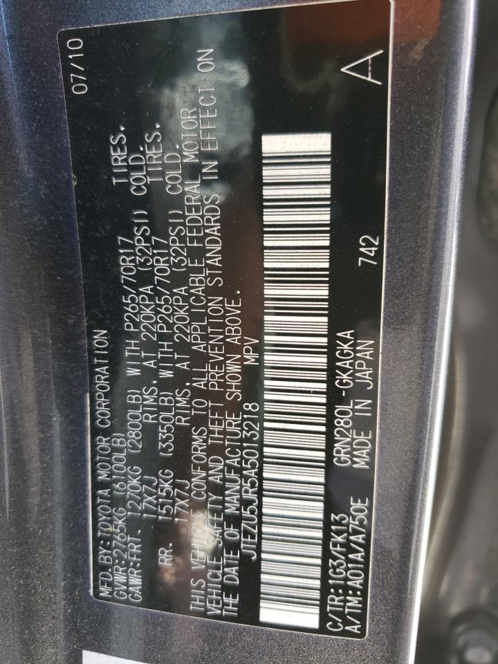Photo 10 from auction – 2010 TOYOTA 4RUNNER SR with VIN JTEZU5JR5A5013218