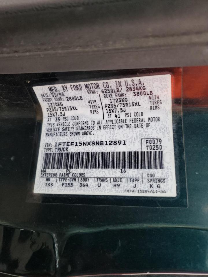 Photo 10 from auction – 1995 FORD F150 with VIN 1FTEF15NXSNB12891