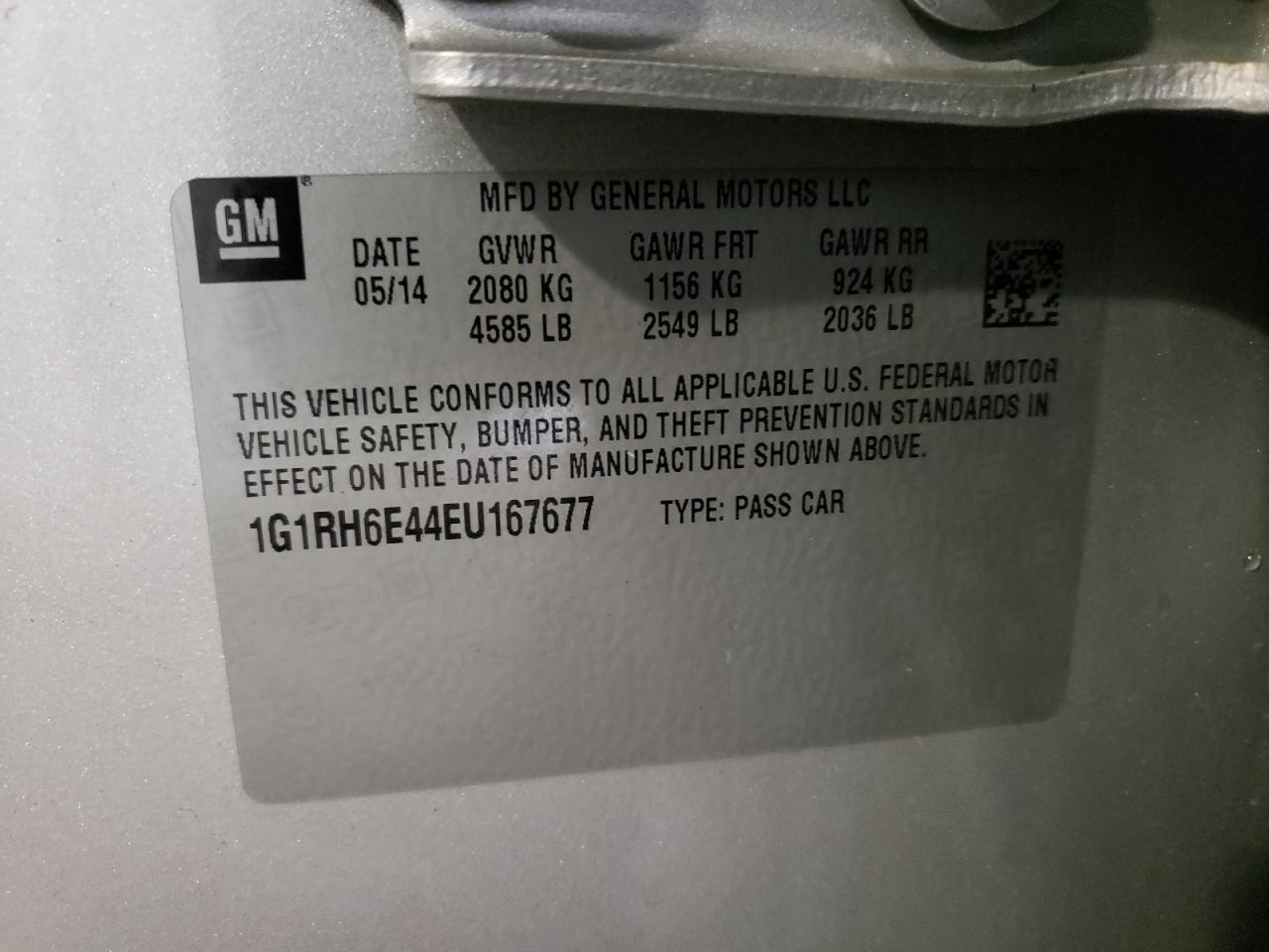 Photo 10 from auction – 2014 CHEVROLET VOLT with VIN 1G1RH6E44EU167677