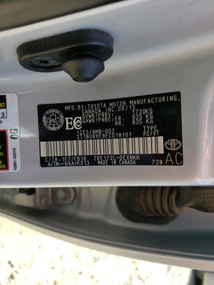 Photo 10 from auction – 2014 TOYOTA COROLLA L with VIN 2T1BURHE8EC018101