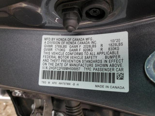 Photo 10 from auction – 2021 HONDA CIVIC LX with VIN 2HGFC2F69MH506857