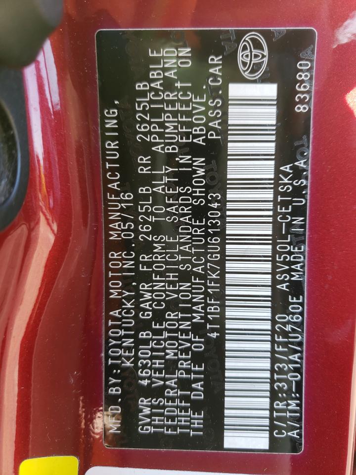Photo 10 from auction – 2016 TOYOTA CAMRY LE with VIN 4T1BF1FK7GU613043