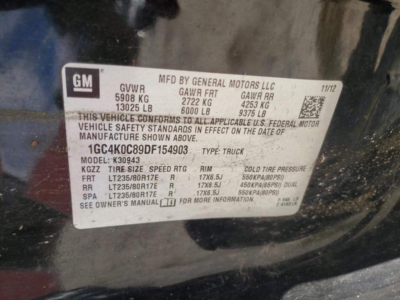 Photo 10 from auction – 2013 CHEVROLET 3500 with VIN 1GC4K0C89DF154903