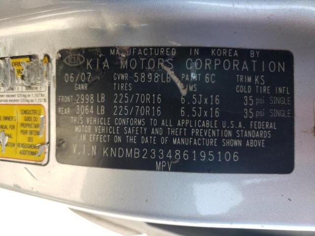 Photo 10 from auction – 2008 KIA SEDONA EX with VIN KNDMB233486195106