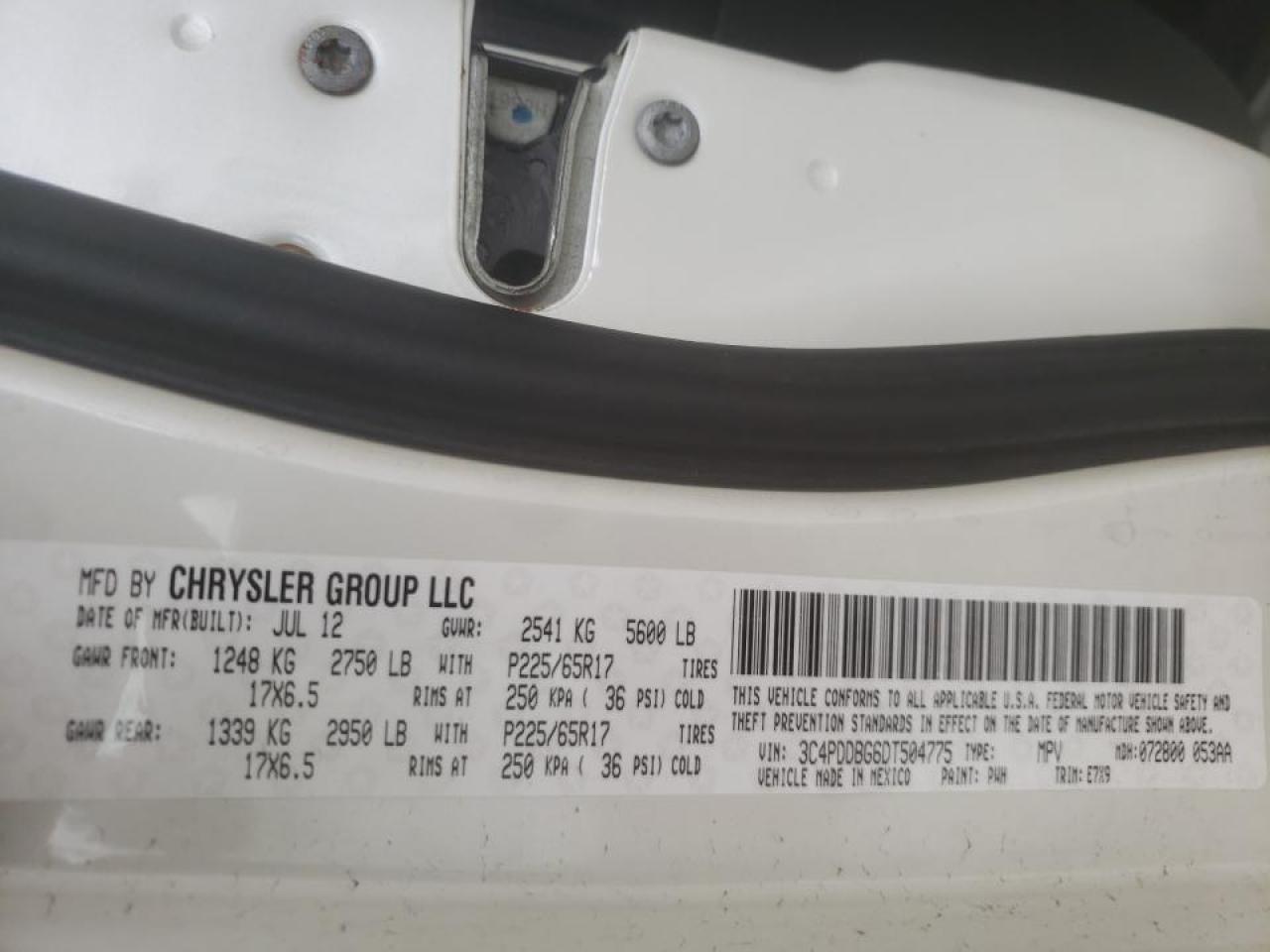 Photo 10 from auction – 2013 DODGE JOURNEY SX with VIN 3C4PDDBG6DT504775