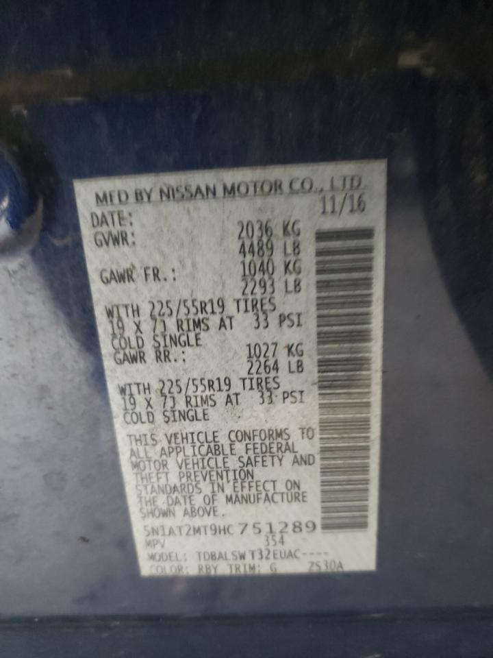 Photo 10 from auction – 2017 NISSAN ROGUE S with VIN 5N1AT2MT9HC751289