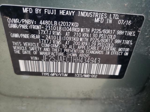 Photo 10 from auction – 2017 SUBARU FORESTER 2 with VIN JF2SJAEC1HH434943