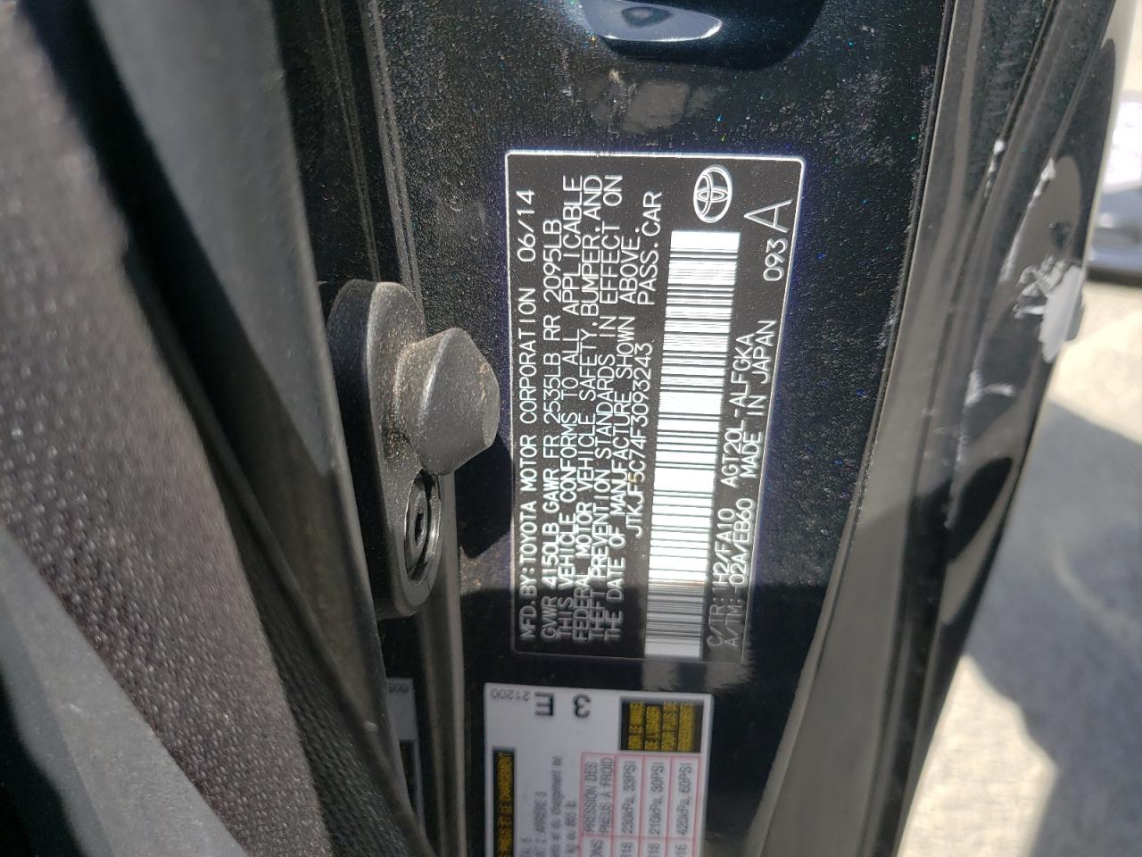 Photo 10 from auction – 2015 TOYOTA SCION TC with VIN JTKJF5C74F3093243