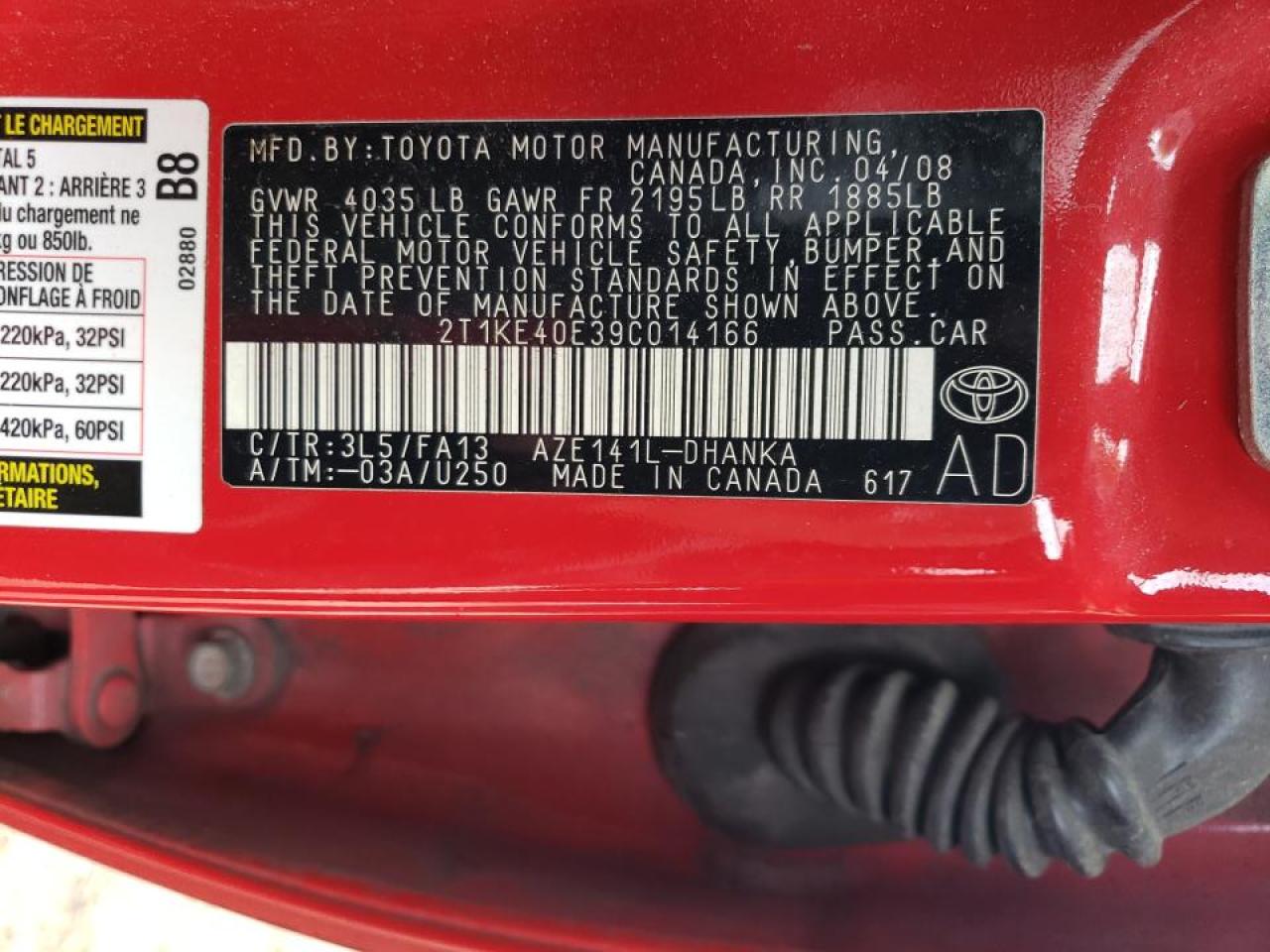 Photo 10 from auction – 2009 TOYOTA COROLLA MA with VIN 2T1KE40E39C014166