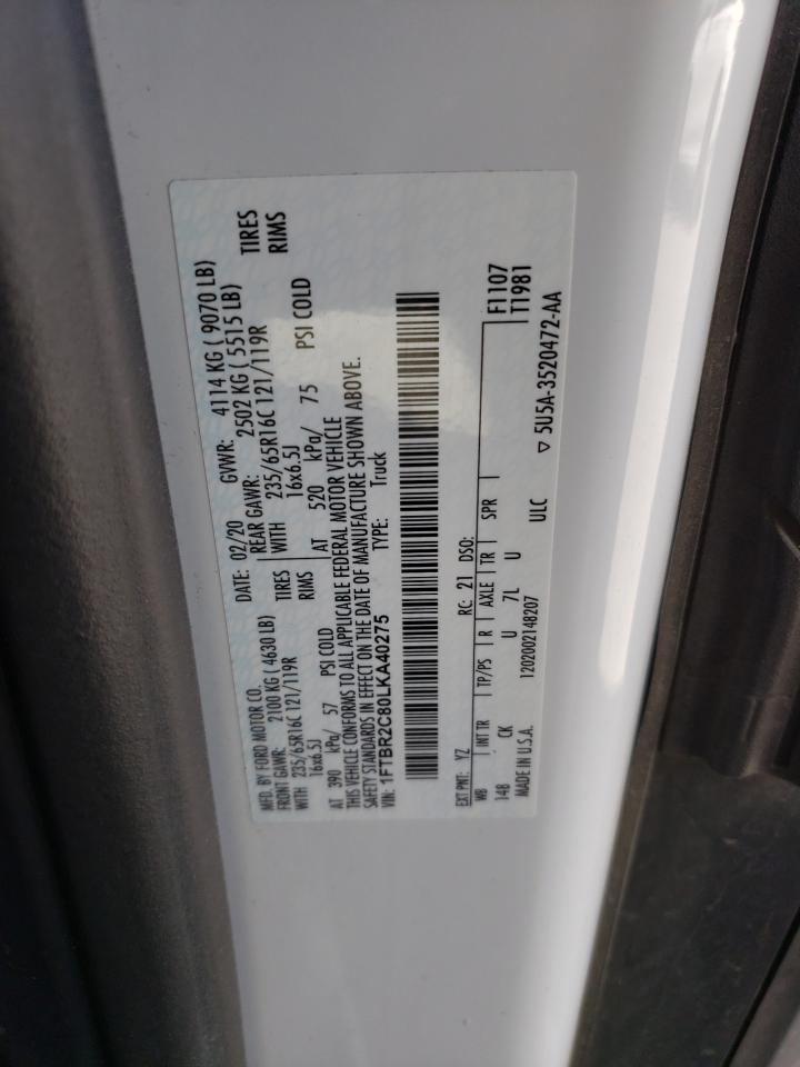 Photo 10 from auction – 2020 FORD TRANSIT T- with VIN 1FTBR2C80LKA40275