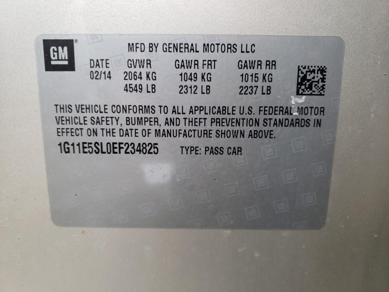 Photo 10 from auction – 2014 CHEVROLET MALIBU 2LT with VIN 1G11E5SL0EF234825