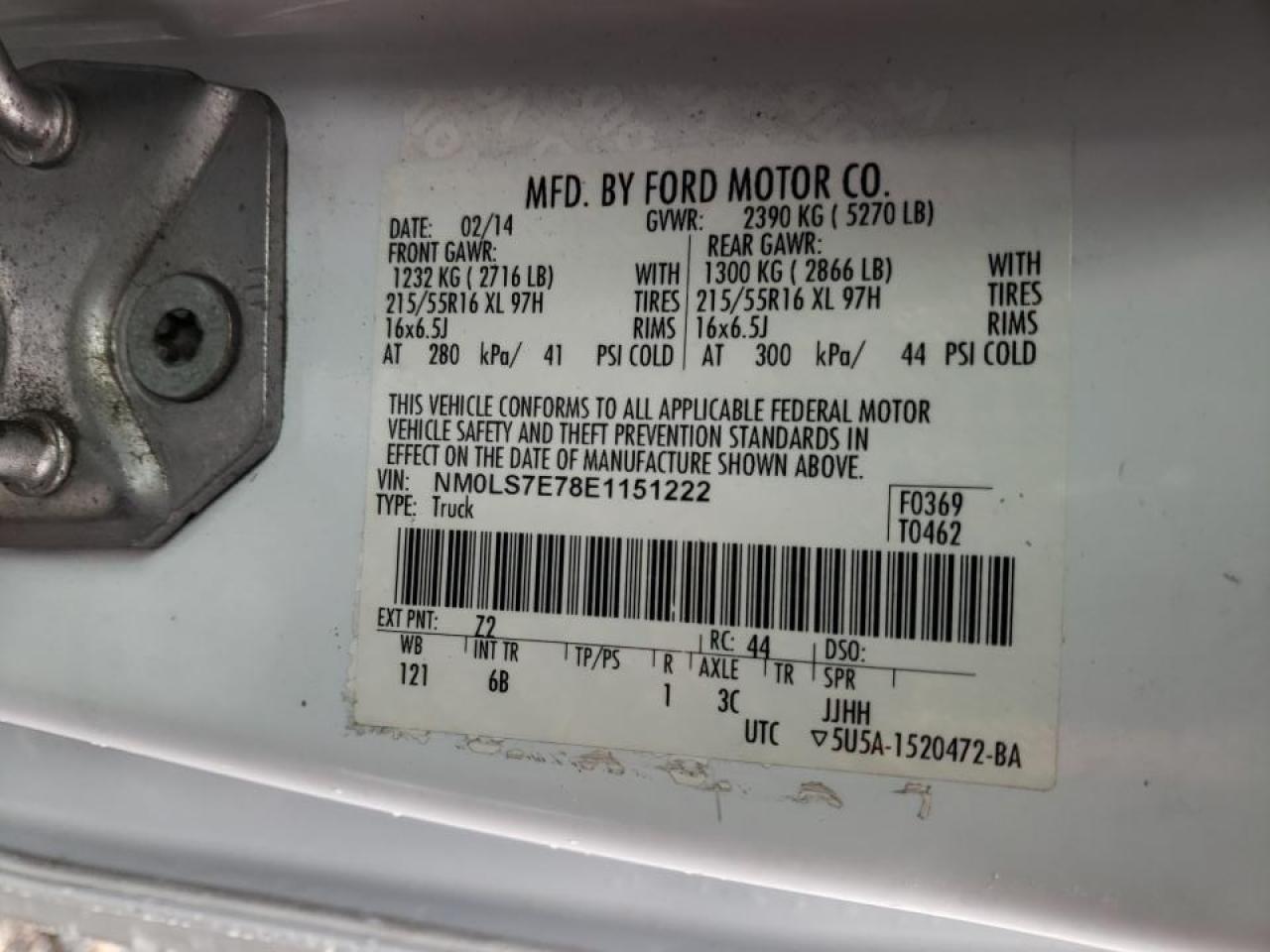 Photo 10 from auction – 2014 FORD TRANSIT CO with VIN NM0LS7E78E1151222