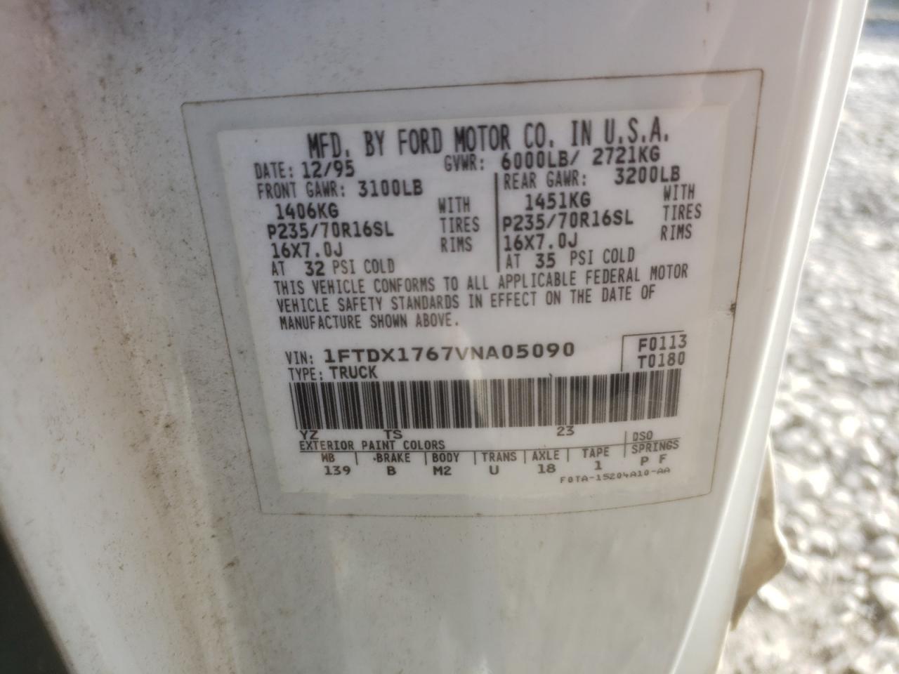 Photo 10 from auction – 1997 FORD F150 with VIN 1FTDX1767VNA05090