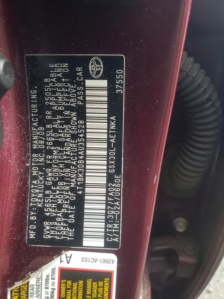 Photo 10 from auction – 2010 TOYOTA AVALON XL with VIN 4T1BK3DB4AU354528