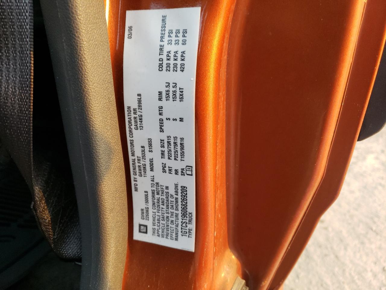 Photo 10 from auction – 2006 GMC CANYON with VIN 1GTCS196068269209