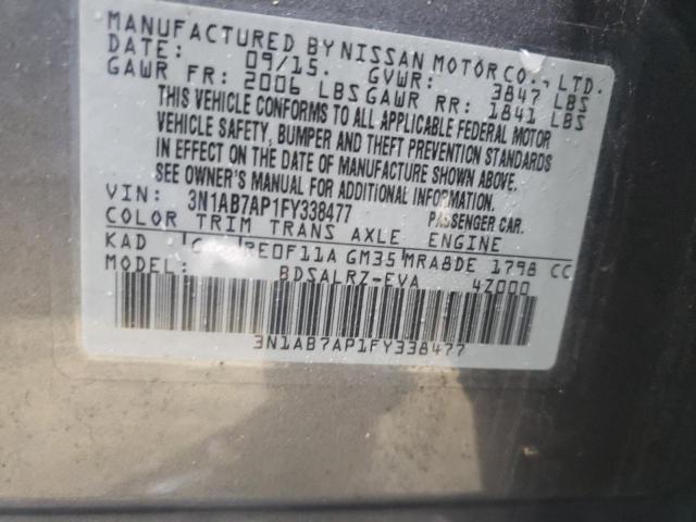 Photo 10 from auction – 2015 NISSAN SENTRA S with VIN 3N1AB7AP1FY338477