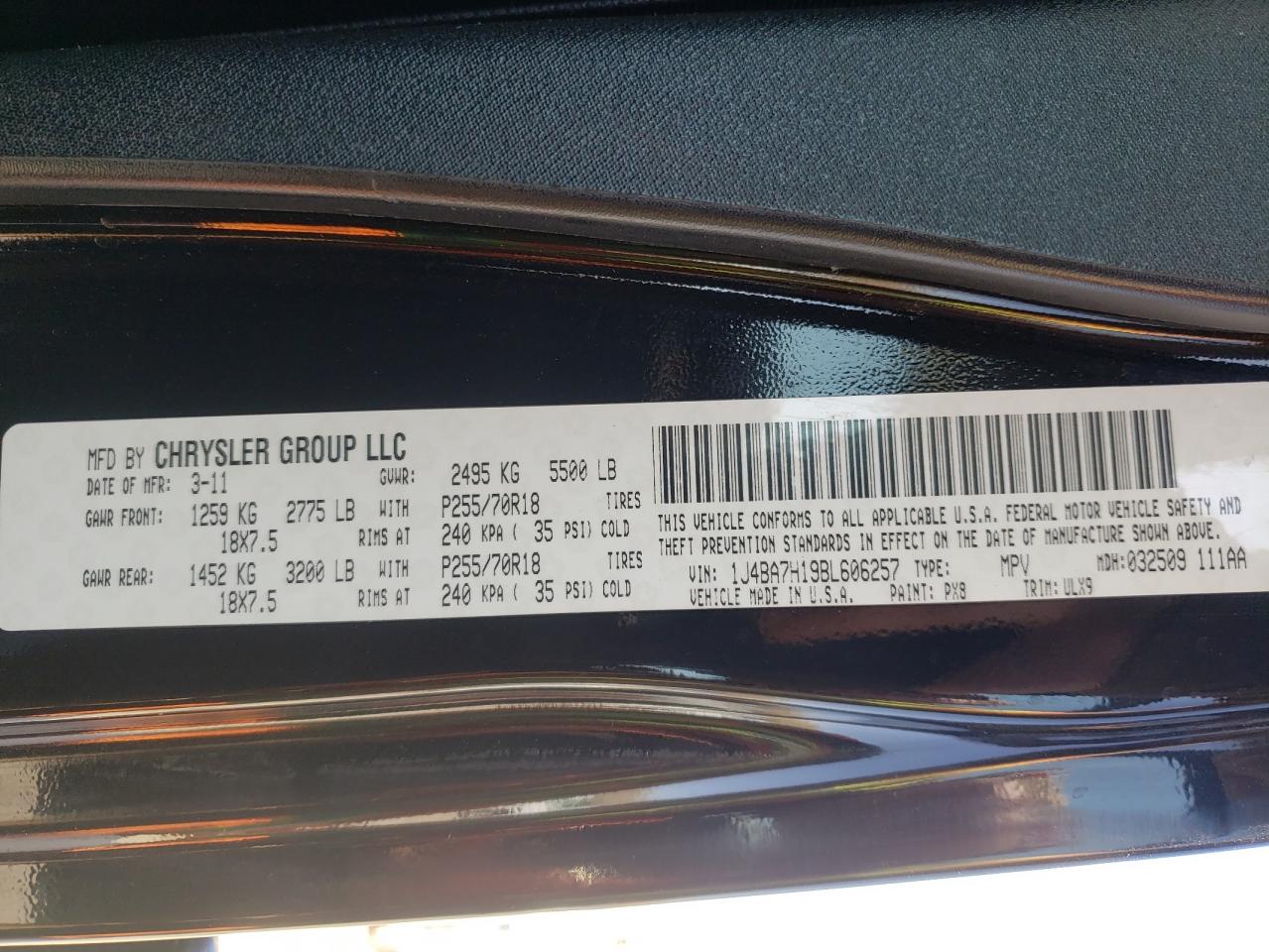 Photo 10 from auction – 2011 JEEP WRANGLER U with VIN 1J4BA7H19BL606257