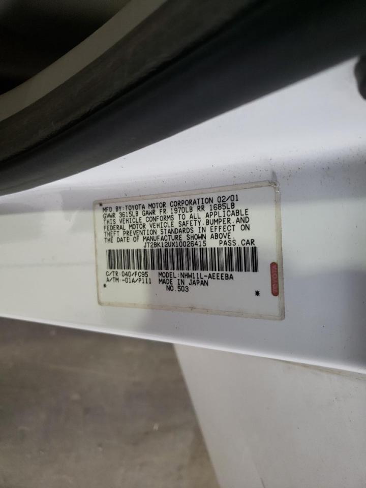 Photo 10 from auction – 2001 TOYOTA PRIUS with VIN JT2BK12UX10026415