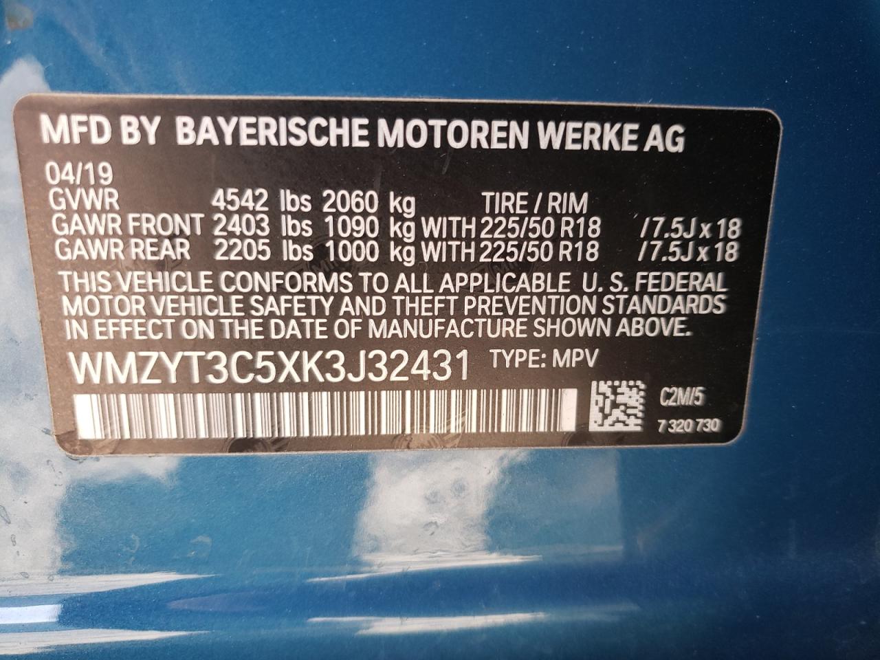 Photo 10 from auction – 2019 MINI COOPER S C with VIN WMZYT3C5XK3J32431