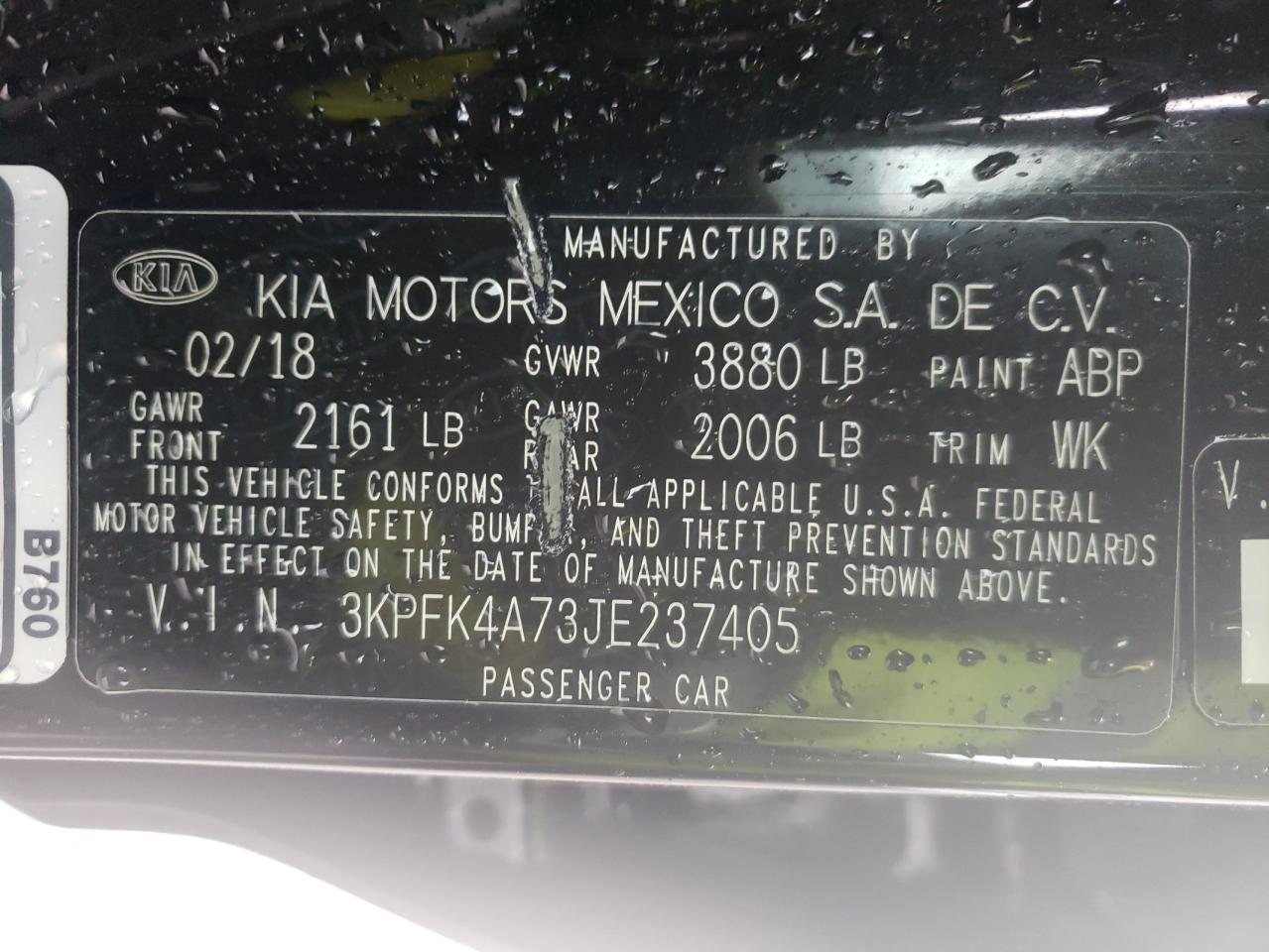 Photo 10 from auction – 2018 KIA FORTE LX with VIN 3KPFK4A73JE237405
