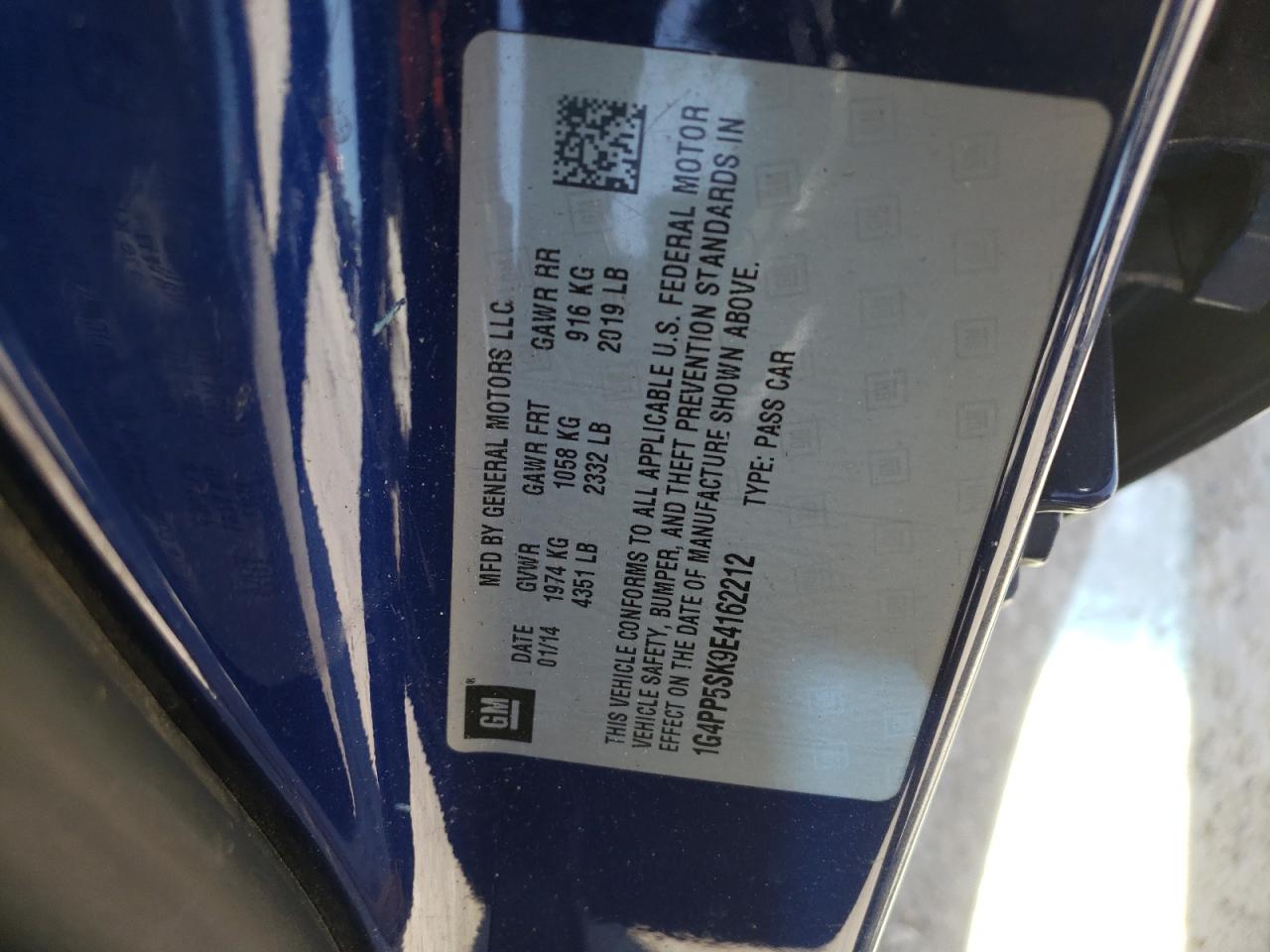 Photo 10 from auction – 2014 BUICK VERANO with VIN 1G4PP5SK9E4162212