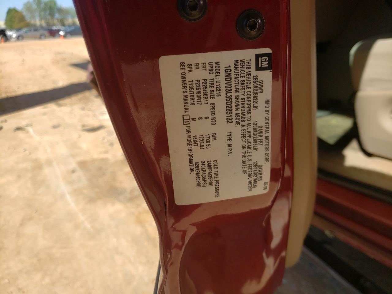 Photo 10 from auction – 2005 CHEVROLET UPLANDER with VIN 1GNDV03L35D285132